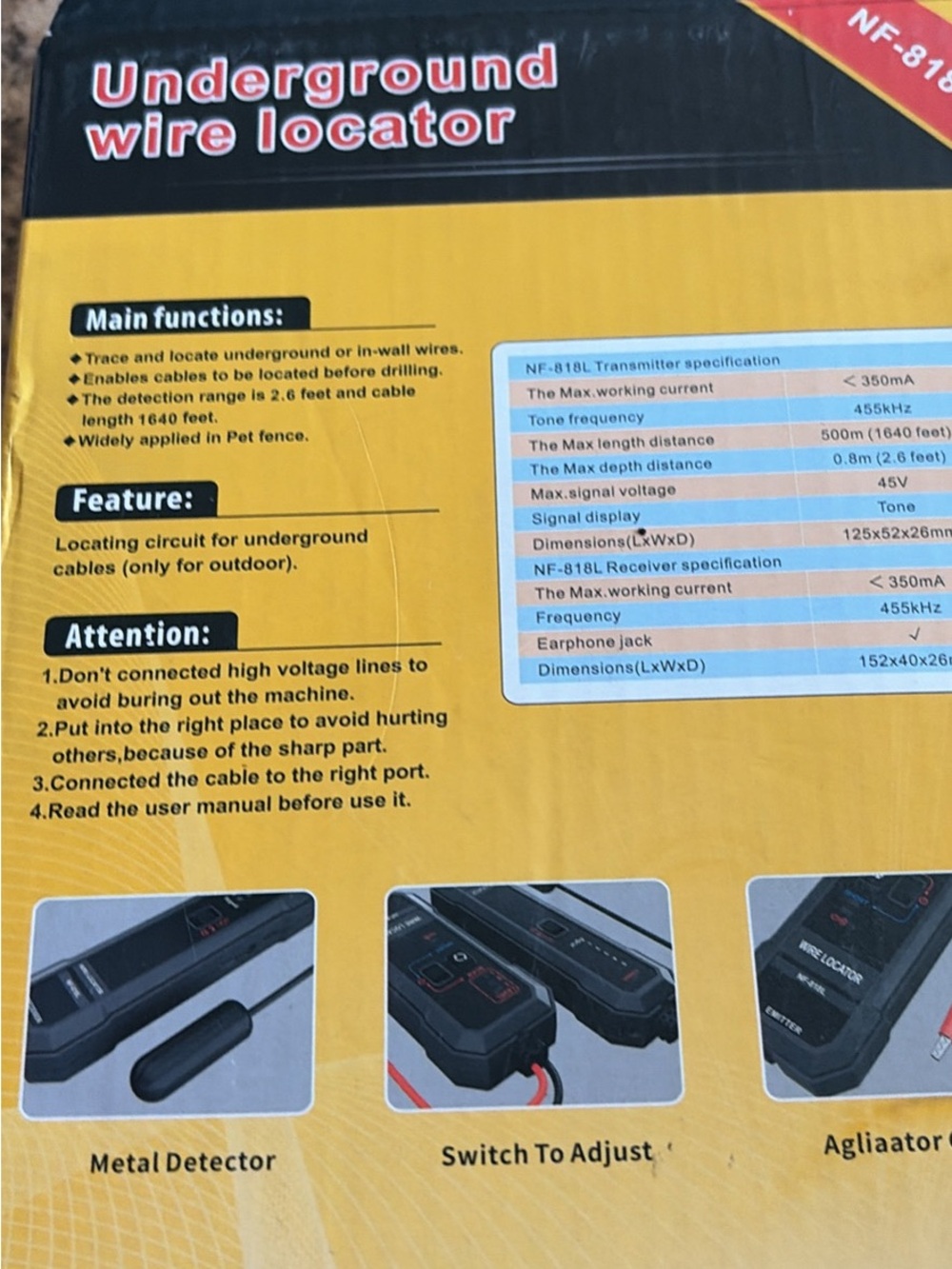 Underground Wire Locator Yellow Signal Tracing Tool
